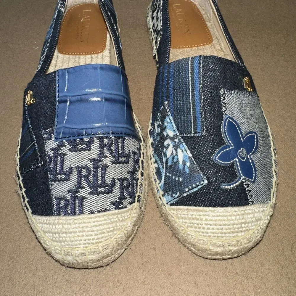 LAUREN RALPH LAUREN Cameryn Patch Espadrille Flats Blue Size 6.5